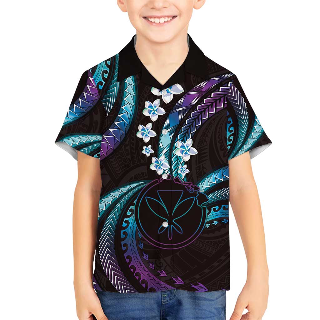 Hawaii Map Kanaka Maoli Family Matching Off Shoulder Maxi Dress and Hawaiian Shirt Fantastic Frangipani Amethyst Gradient