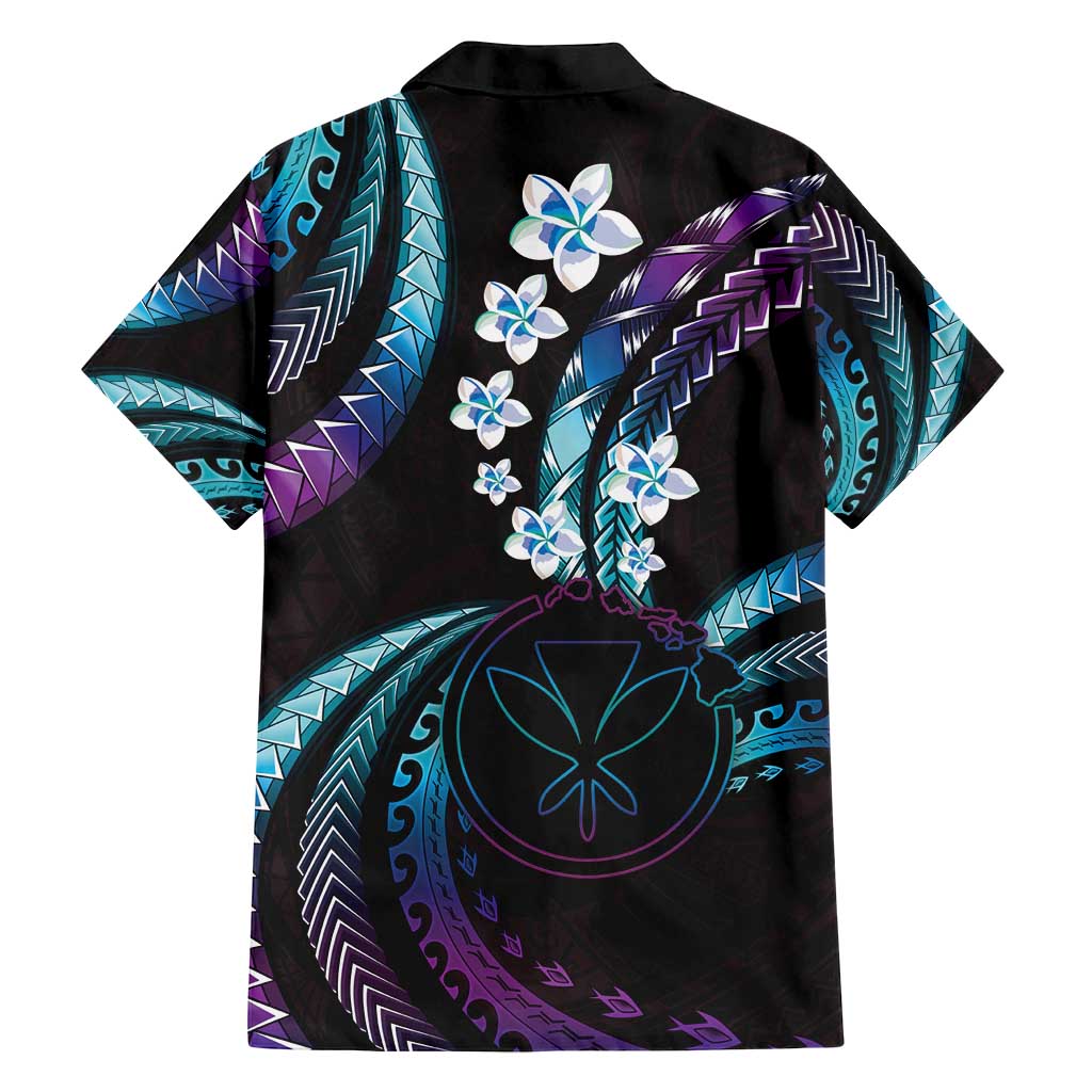 Hawaii Map Kanaka Maoli Family Matching Puletasi and Hawaiian Shirt Fantastic Frangipani Amethyst Gradient