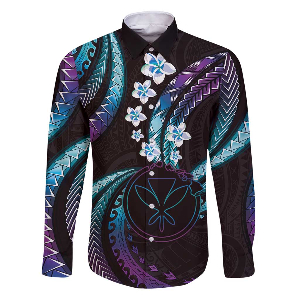Hawaii Map Kanaka Maoli Family Matching Puletasi and Hawaiian Shirt Fantastic Frangipani Amethyst Gradient