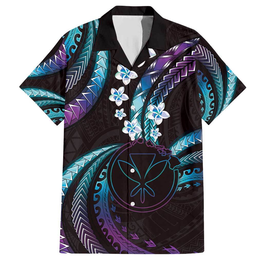 Hawaii Map Kanaka Maoli Family Matching Short Sleeve Bodycon Dress and Hawaiian Shirt Fantastic Frangipani Amethyst Gradient