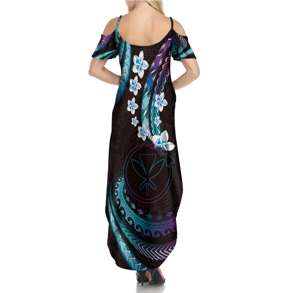 Hawaii Map Kanaka Maoli Family Matching Summer Maxi Dress and Hawaiian Shirt Fantastic Frangipani Amethyst Gradient