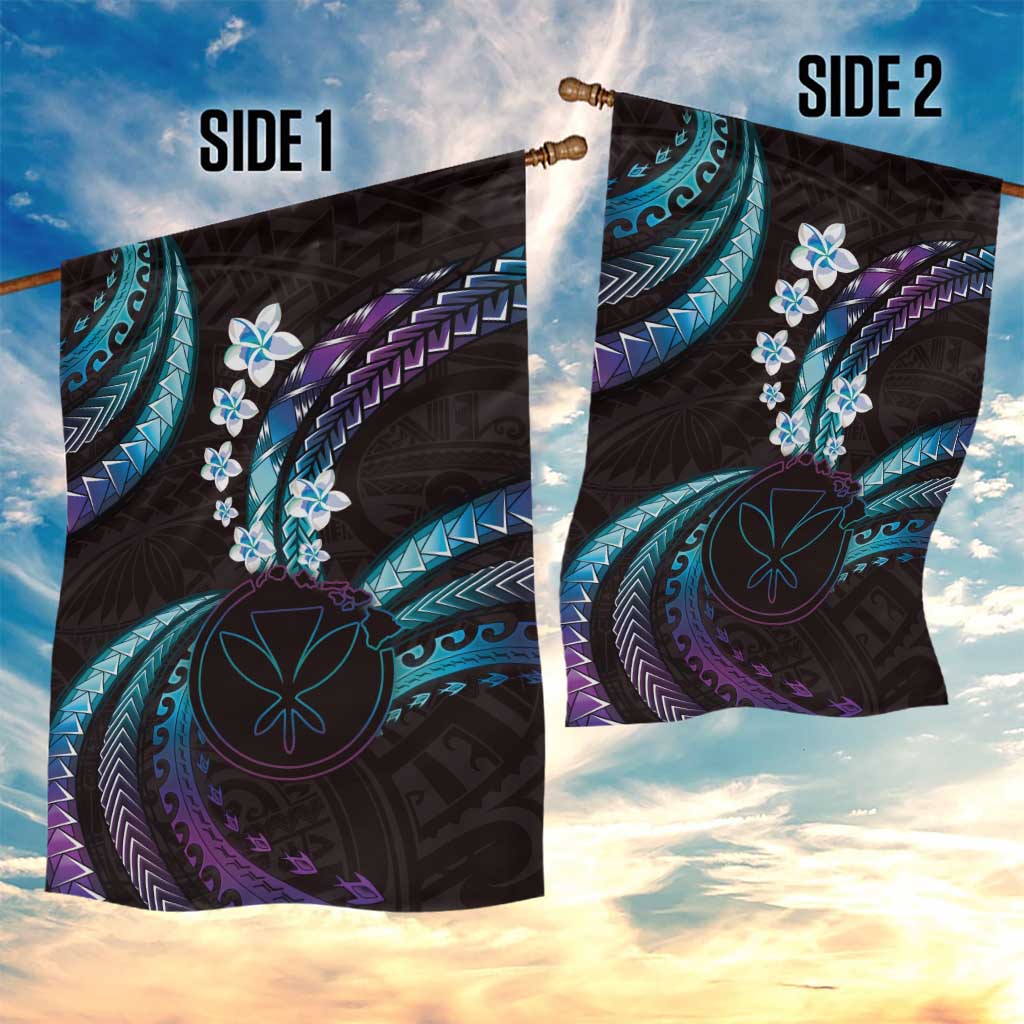 Hawaii Map Kanaka Maoli Garden Flag Fantastic Frangipani Amethyst Gradient
