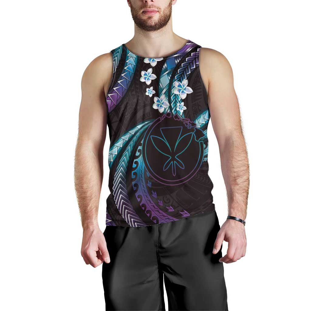 Hawaii Map Kanaka Maoli Men Tank Top Fantastic Frangipani Amethyst Gradient