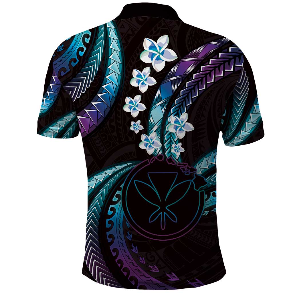 Hawaii Map Kanaka Maoli Polo Shirt Fantastic Frangipani Amethyst Gradient