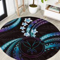 Hawaii Map Kanaka Maoli Round Carpet Fantastic Frangipani Amethyst Gradient