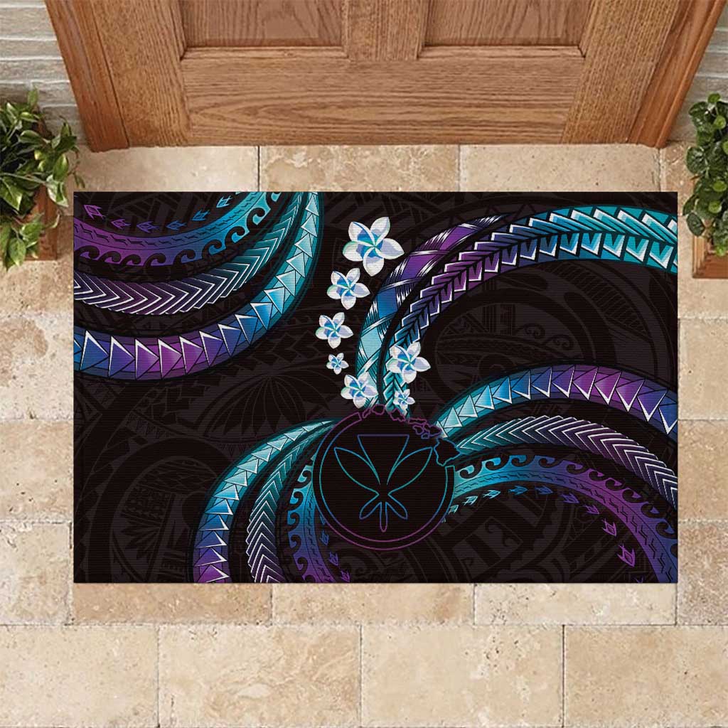 Hawaii Map Kanaka Maoli Rubber Doormat Fantastic Frangipani Amethyst Gradient