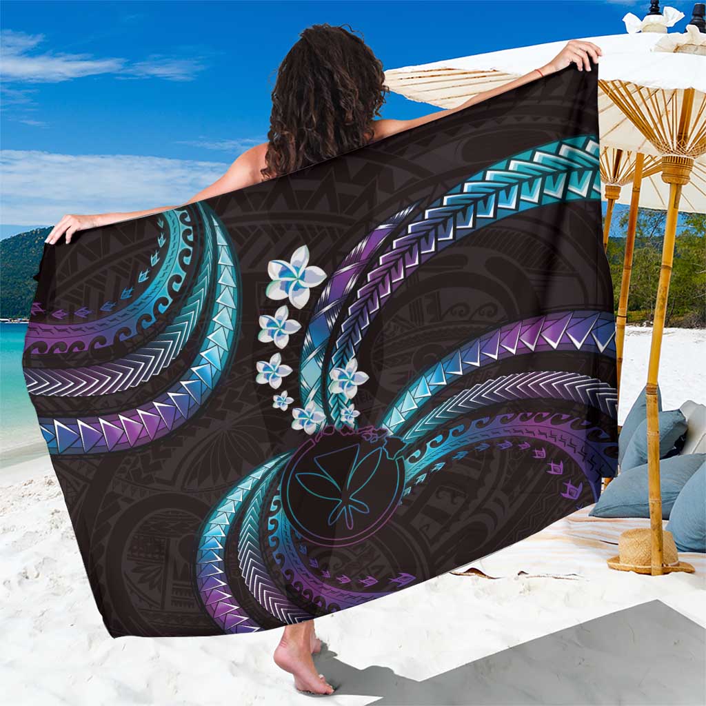 Hawaii Map Kanaka Maoli Sarong Fantastic Frangipani Amethyst Gradient