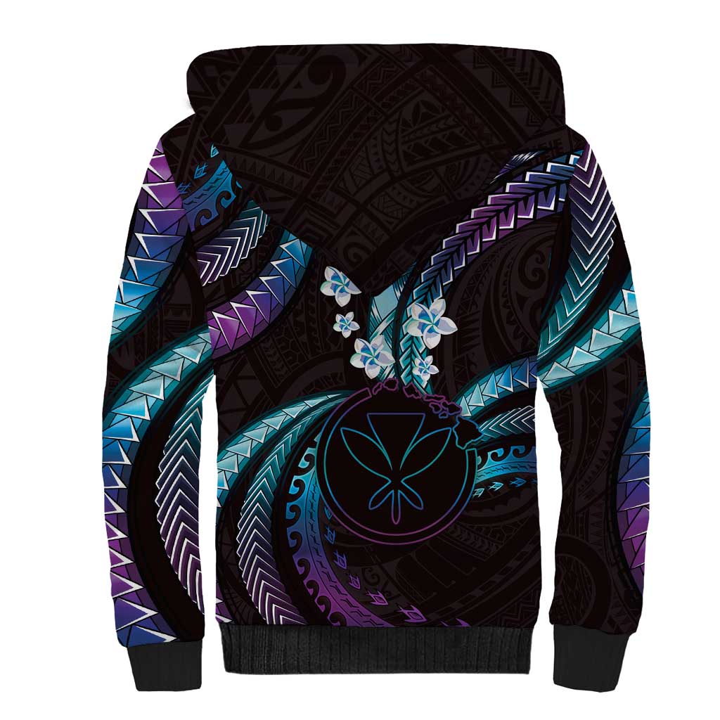 Hawaii Map Kanaka Maoli Sherpa Hoodie Fantastic Frangipani Amethyst Gradient