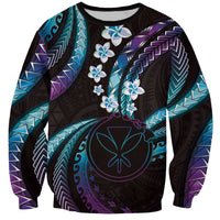 Hawaii Map Kanaka Maoli Sweatshirt Fantastic Frangipani Amethyst Gradient