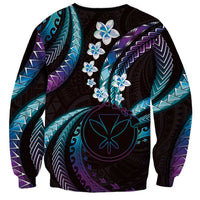 Hawaii Map Kanaka Maoli Sweatshirt Fantastic Frangipani Amethyst Gradient