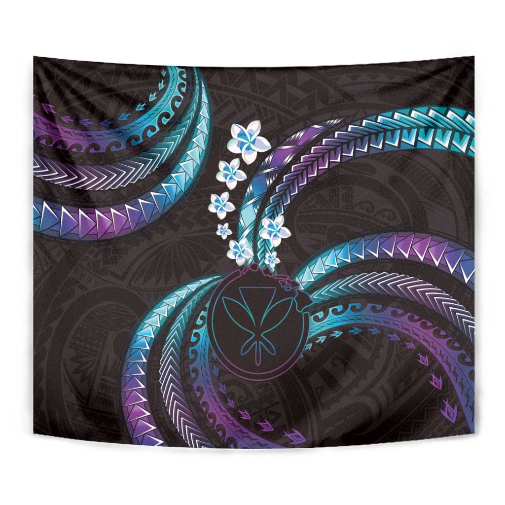 Hawaii Map Kanaka Maoli Tapestry Fantastic Frangipani Amethyst Gradient