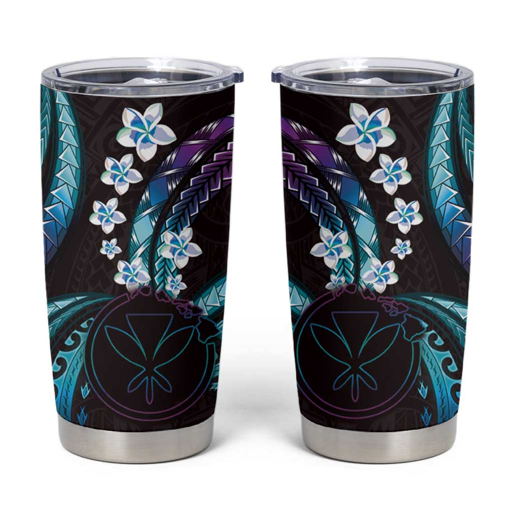 Hawaii Map Kanaka Maoli Tumbler Cup Fantastic Frangipani Amethyst Gradient