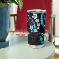 Hawaii Map Kanaka Maoli Tumbler Cup Fantastic Frangipani Amethyst Gradient
