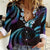 Hawaii Map Kanaka Maoli Women Casual Shirt Fantastic Frangipani Amethyst Gradient
