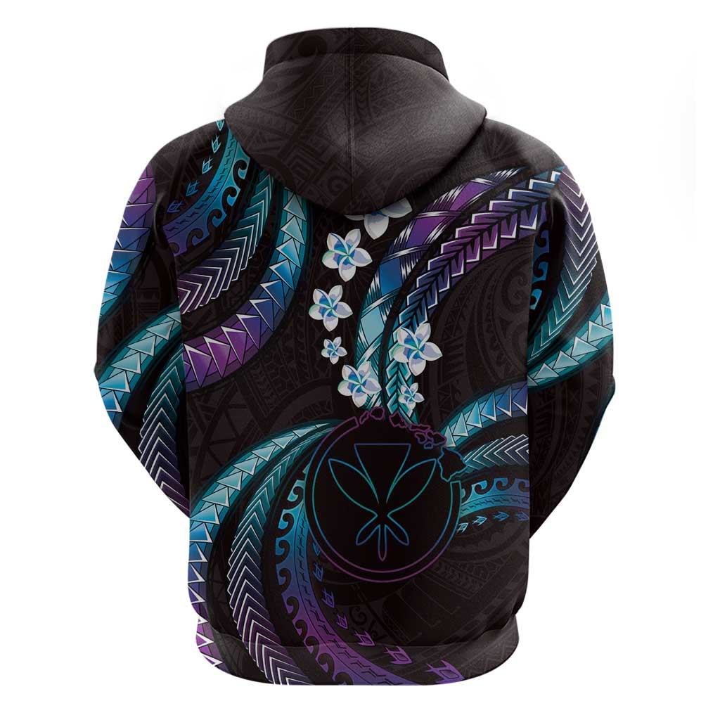 Hawaii Map Kanaka Maoli Zip Hoodie Fantastic Frangipani Amethyst Gradient