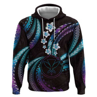 Hawaii Map Kanaka Maoli Zip Hoodie Fantastic Frangipani Amethyst Gradient