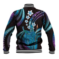 Hawaii King Kamehameha Baseball Jacket Fantastic Plumeria Amethyst Gradient
