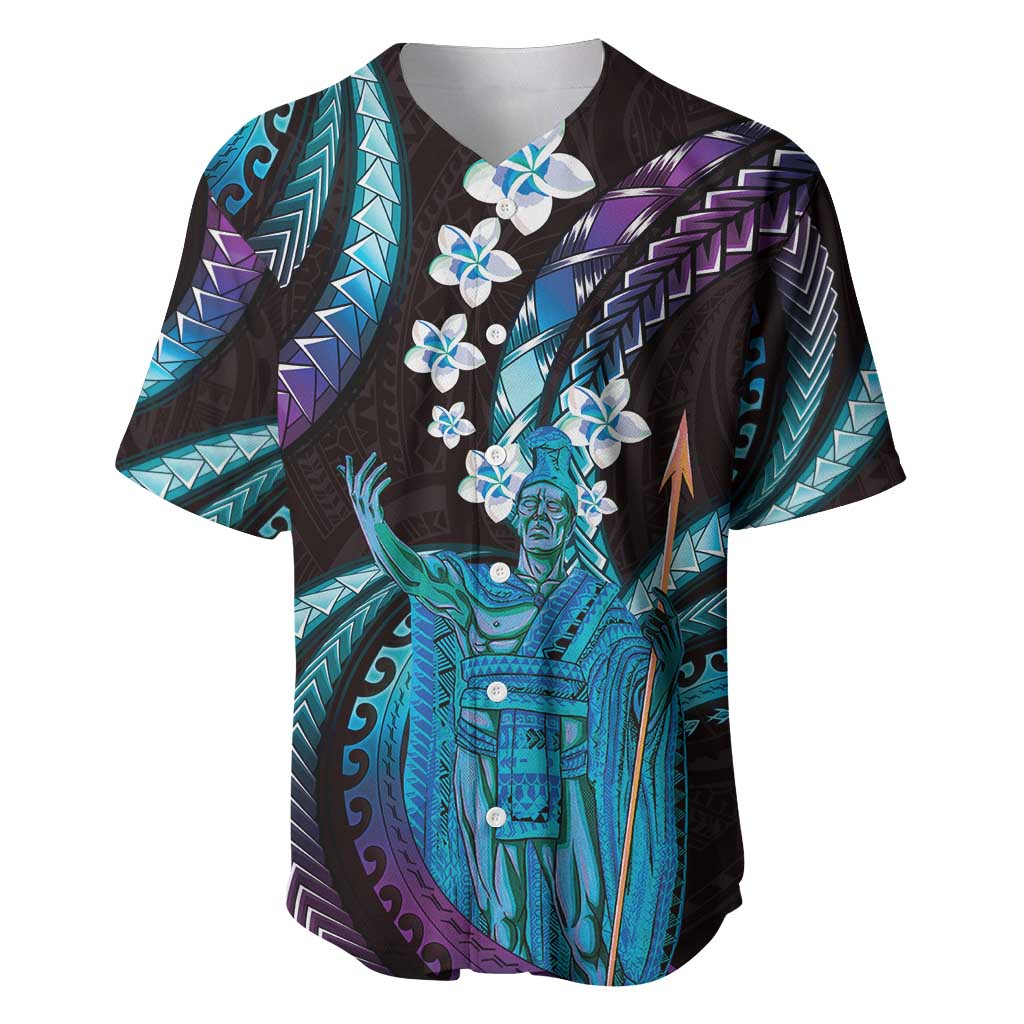 Hawaii King Kamehameha Baseball Jersey Fantastic Plumeria Amethyst Gradient