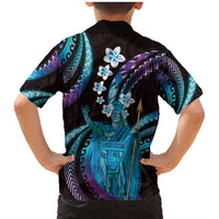 Hawaii King Kamehameha Family Matching Mermaid Dress and Hawaiian Shirt Fantastic Plumeria Amethyst Gradient