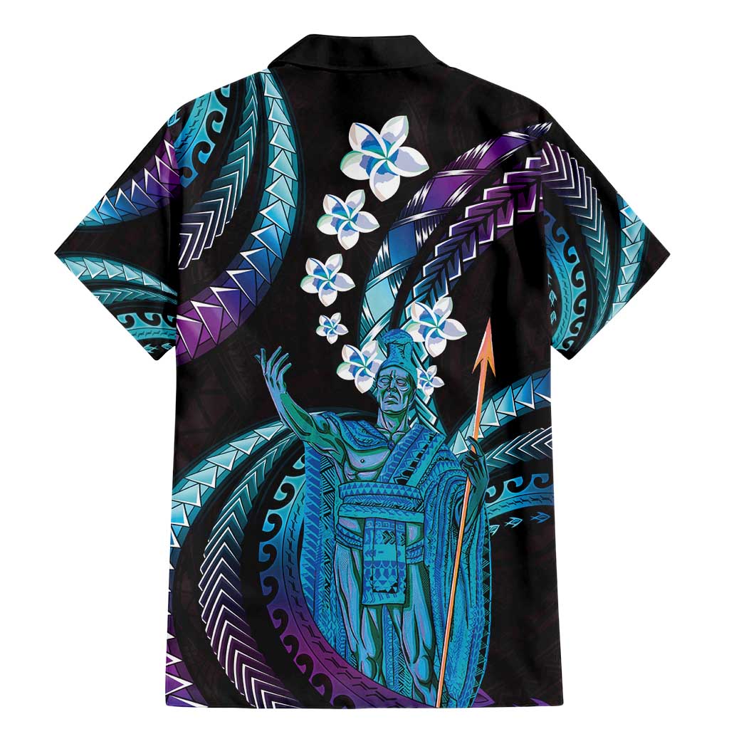Hawaii King Kamehameha Family Matching Mermaid Dress and Hawaiian Shirt Fantastic Plumeria Amethyst Gradient