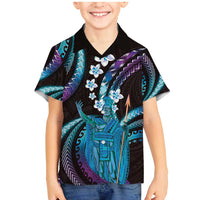 Hawaii King Kamehameha Family Matching Mermaid Dress and Hawaiian Shirt Fantastic Plumeria Amethyst Gradient