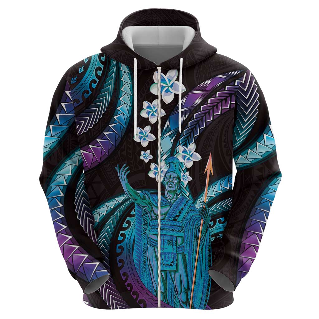 Hawaii King Kamehameha Hoodie Fantastic Plumeria Amethyst Gradient
