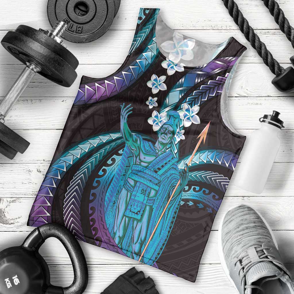 Hawaii King Kamehameha Men Tank Top Fantastic Plumeria Amethyst Gradient