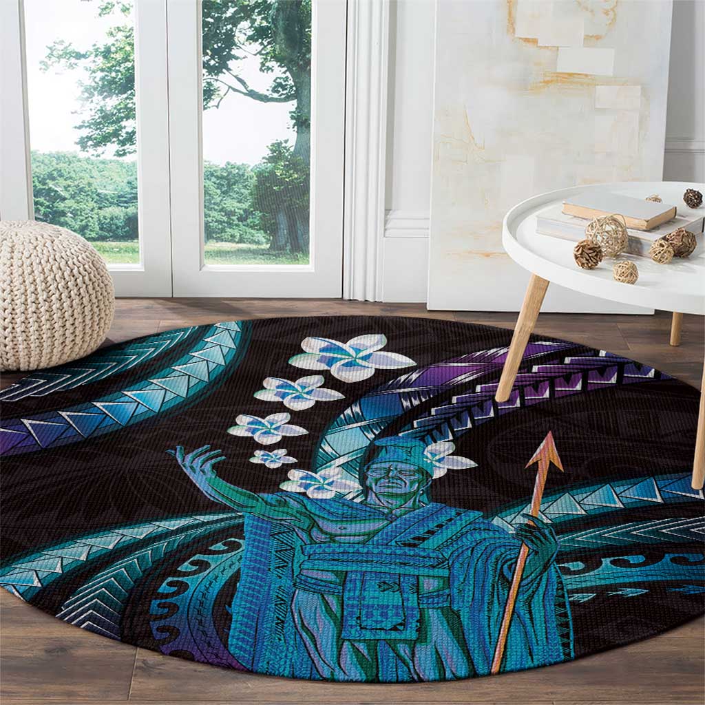 Hawaii King Kamehameha Round Carpet Fantastic Plumeria Amethyst Gradient