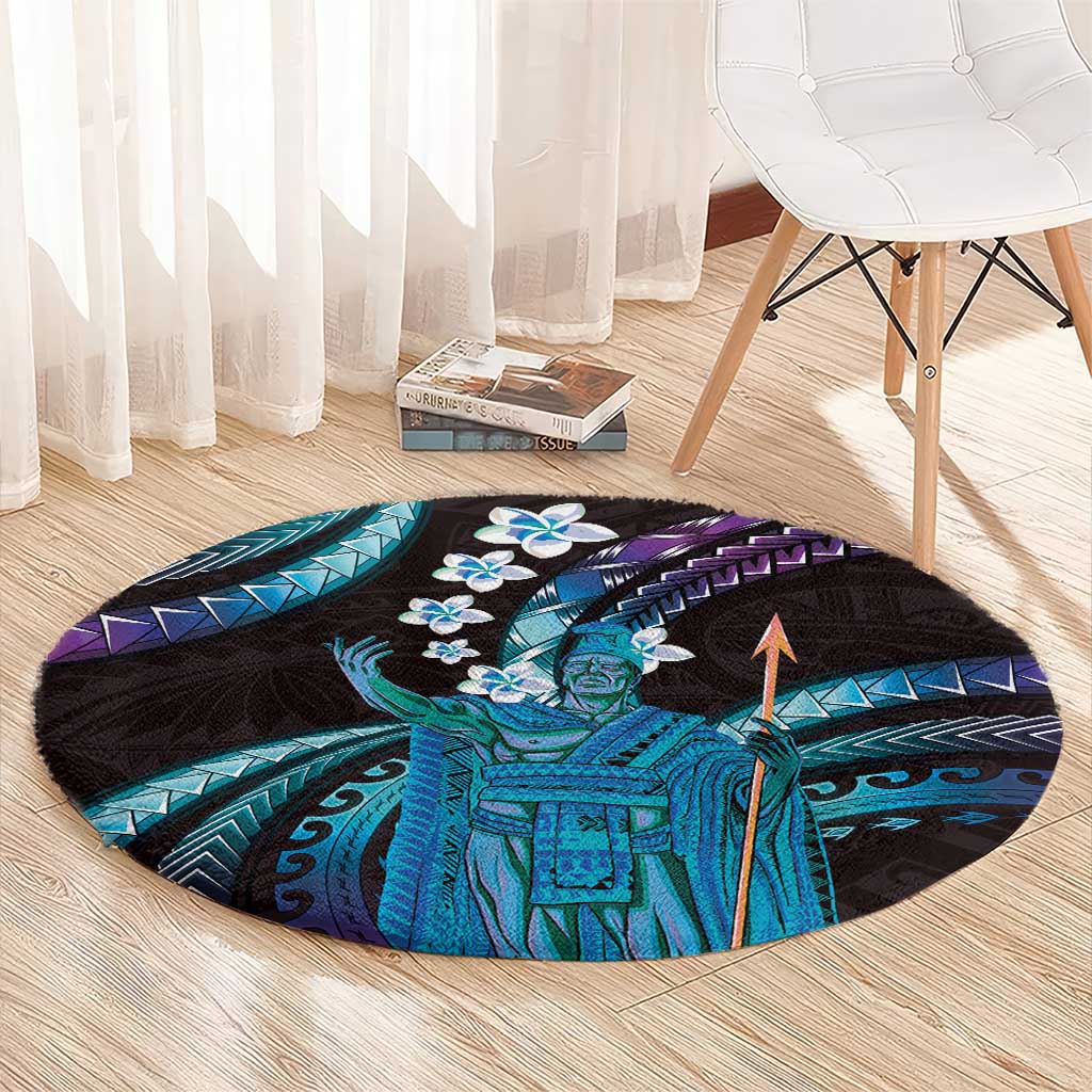 Hawaii King Kamehameha Round Carpet Fantastic Plumeria Amethyst Gradient