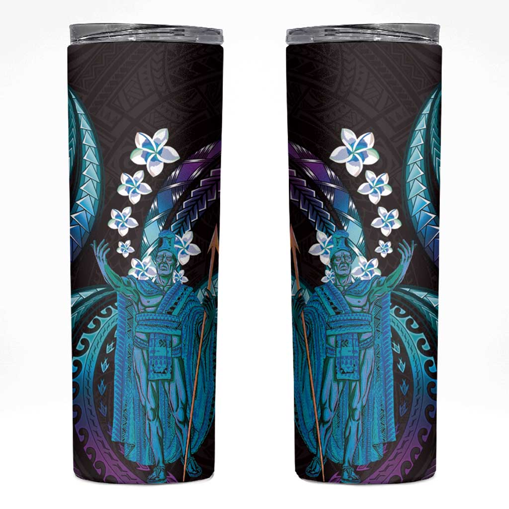 Hawaii King Kamehameha Skinny Tumbler Fantastic Plumeria Amethyst Gradient