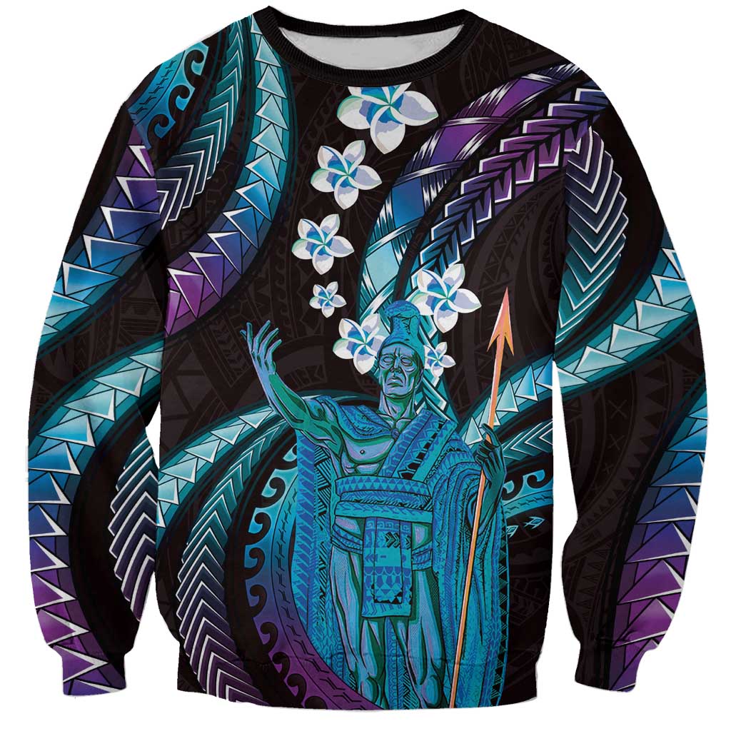Hawaii King Kamehameha Sweatshirt Fantastic Plumeria Amethyst Gradient