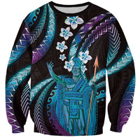 Hawaii King Kamehameha Sweatshirt Fantastic Plumeria Amethyst Gradient