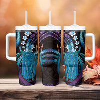 Hawaii King Kamehameha Tumbler With Handle Fantastic Plumeria Amethyst Gradient