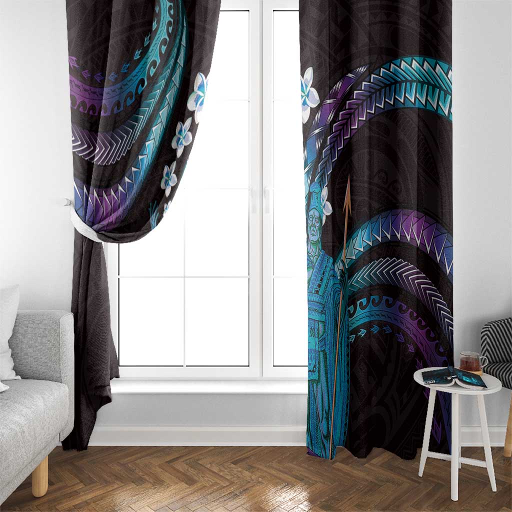 Hawaii King Kamehameha Window Curtain Fantastic Plumeria Amethyst Gradient