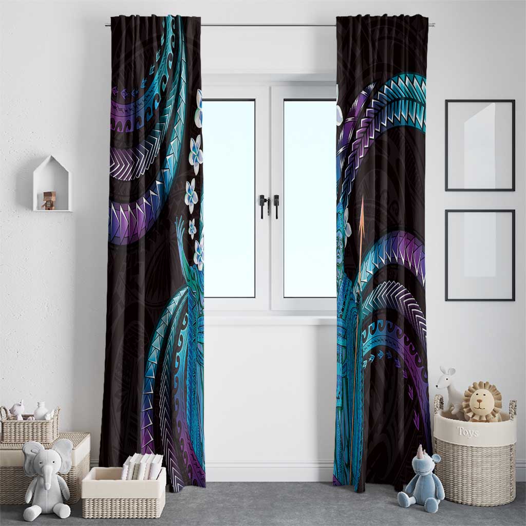 Hawaii King Kamehameha Window Curtain Fantastic Plumeria Amethyst Gradient