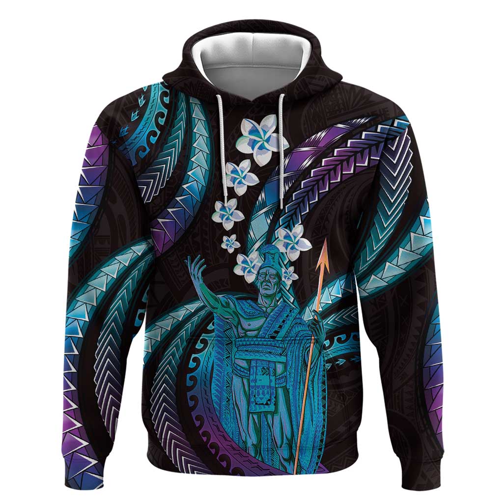 Hawaii King Kamehameha Zip Hoodie Fantastic Plumeria Amethyst Gradient