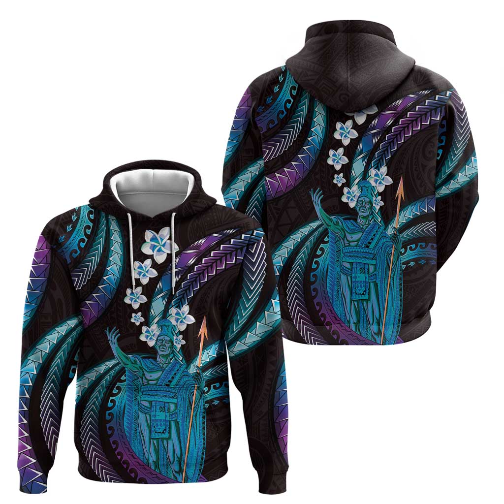 Hawaii King Kamehameha Zip Hoodie Fantastic Plumeria Amethyst Gradient