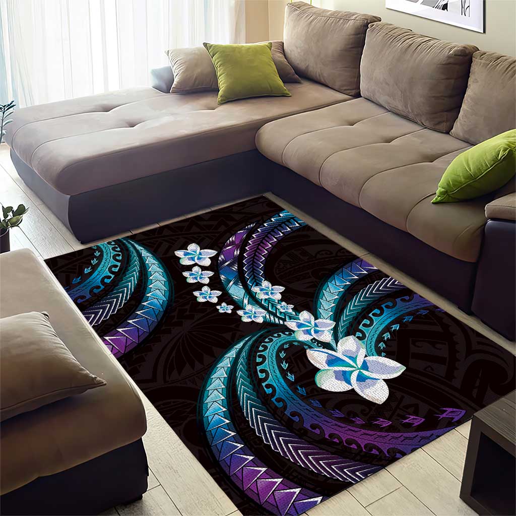 Hawaii Plumeria Area Rug Amethyst Gradient Polynesian Pattern