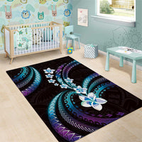 Hawaii Plumeria Area Rug Amethyst Gradient Polynesian Pattern