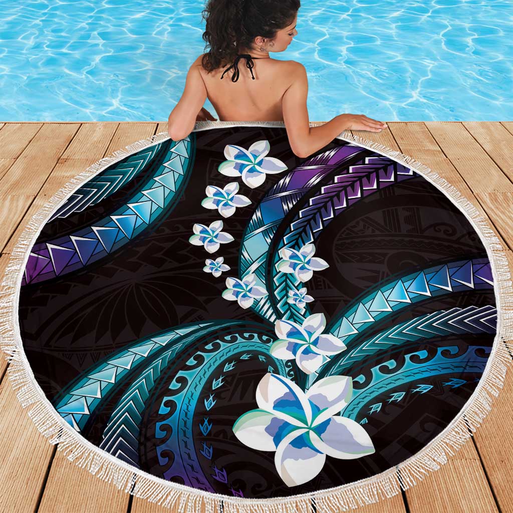 Hawaii Plumeria Beach Blanket Amethyst Gradient Polynesian Pattern