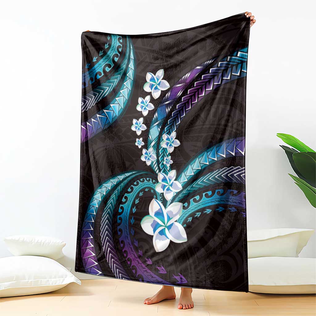Hawaii Plumeria Blanket Amethyst Gradient Polynesian Pattern