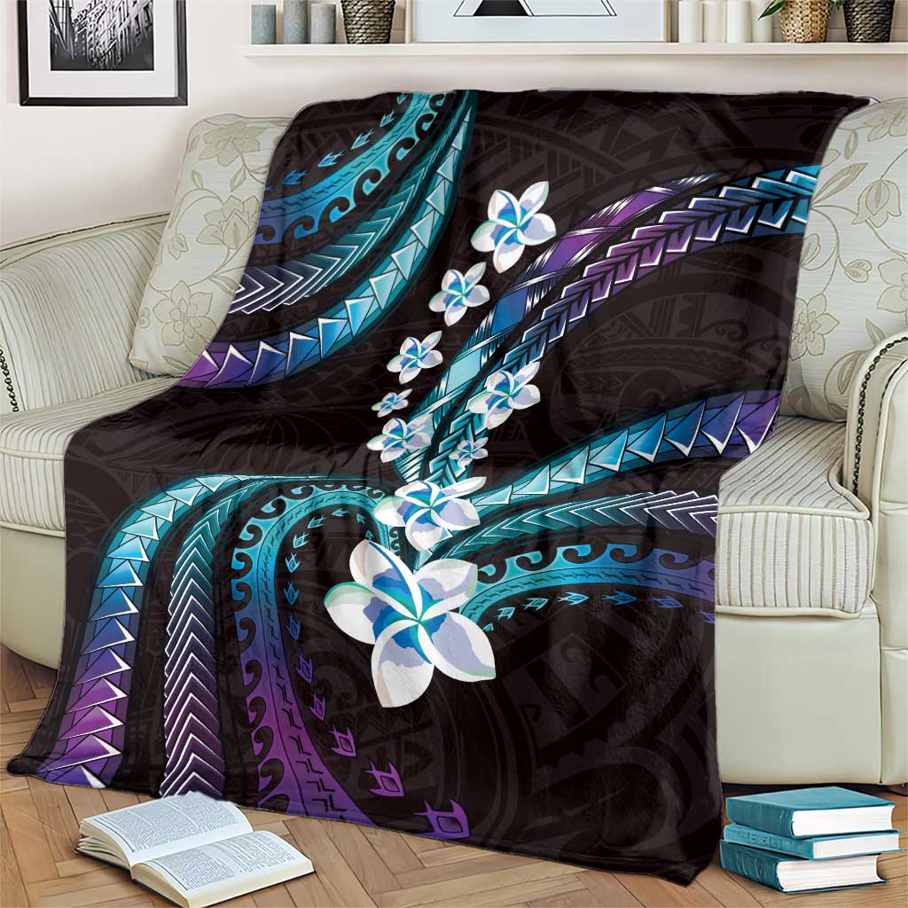 Hawaii Plumeria Blanket Amethyst Gradient Polynesian Pattern