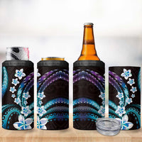 Hawaii Plumeria 4 in 1 Can Cooler Tumbler Amethyst Gradient Polynesian Pattern
