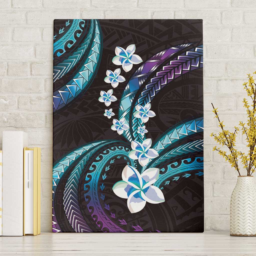 Hawaii Plumeria Canvas Wall Art Amethyst Gradient Polynesian Pattern