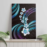 Hawaii Plumeria Canvas Wall Art Amethyst Gradient Polynesian Pattern