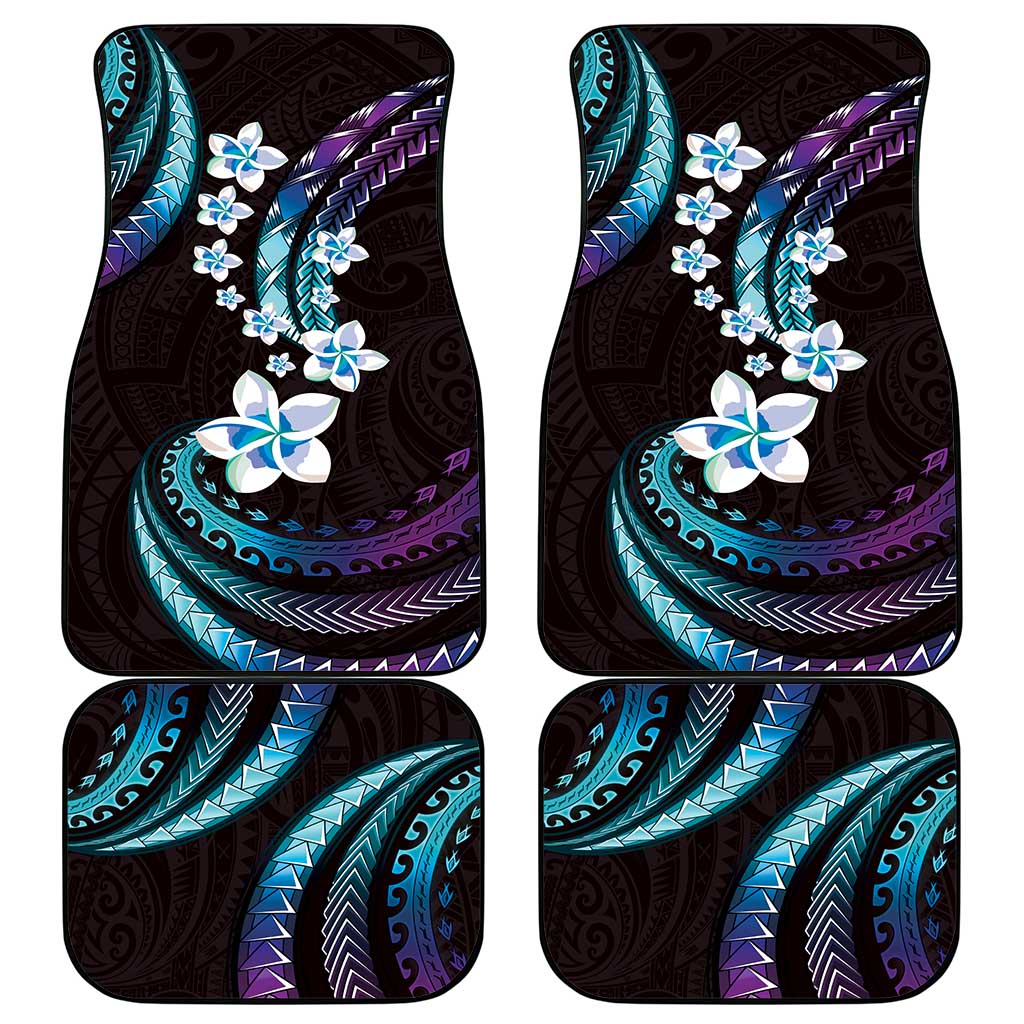 Hawaii Plumeria Car Mats Amethyst Gradient Polynesian Pattern