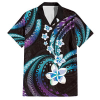 Hawaii Plumeria Family Matching Tank Maxi Dress and Hawaiian Shirt Amethyst Gradient Polynesian Pattern