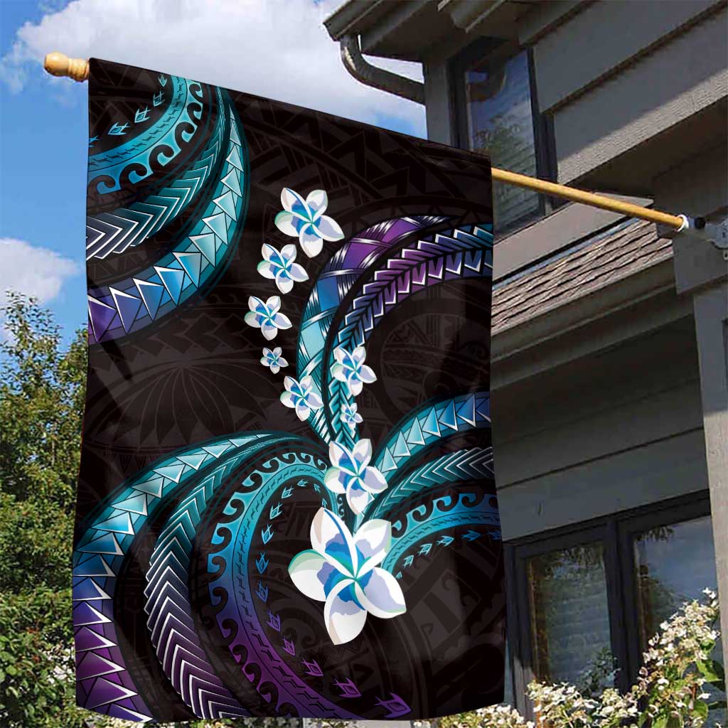 Hawaii Plumeria Garden Flag Amethyst Gradient Polynesian Pattern