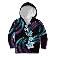 Hawaii Plumeria Kid Hoodie Amethyst Gradient Polynesian Pattern