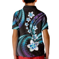 Hawaii Plumeria Kid Polo Shirt Amethyst Gradient Polynesian Pattern